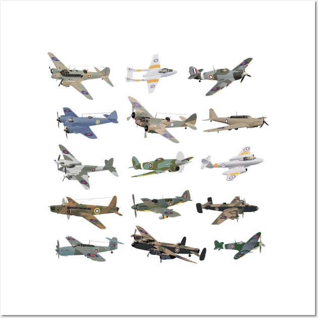 Various British WW2 Airplanes Wall Art by NorseTech